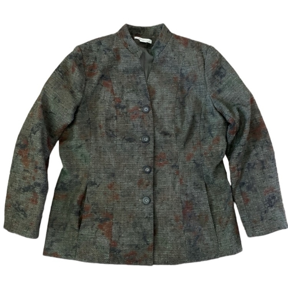 Coldwater Creek Womens Green Tapestry Jacket Blazer Petite Size 16